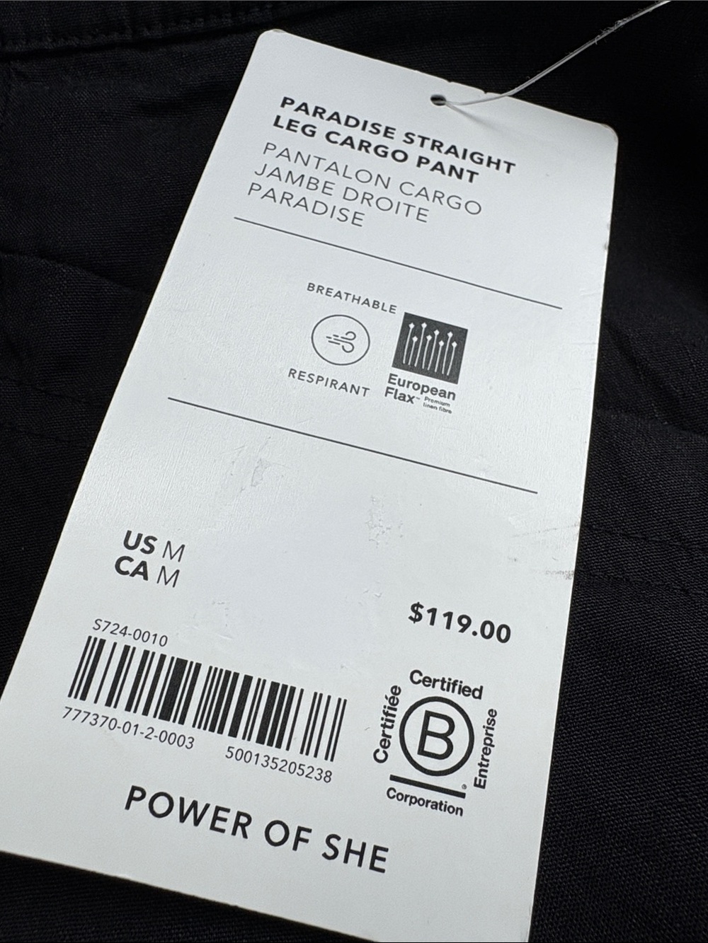NWT Athleta Paradise Straight Leg Cargo Black Linen Blend Pant Sz Medium. - Picture 6 of 7